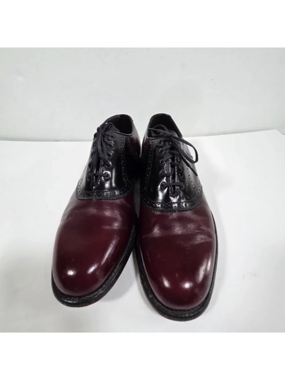 Bostonian Two-Tone Burgundy and Black Leather Oxfords